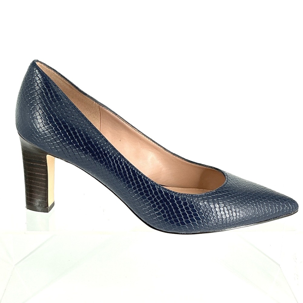 Cole Haan Grand 360 Size 8 Navy Blue Snakeskin Print Pointed Heels Pumps Mylah